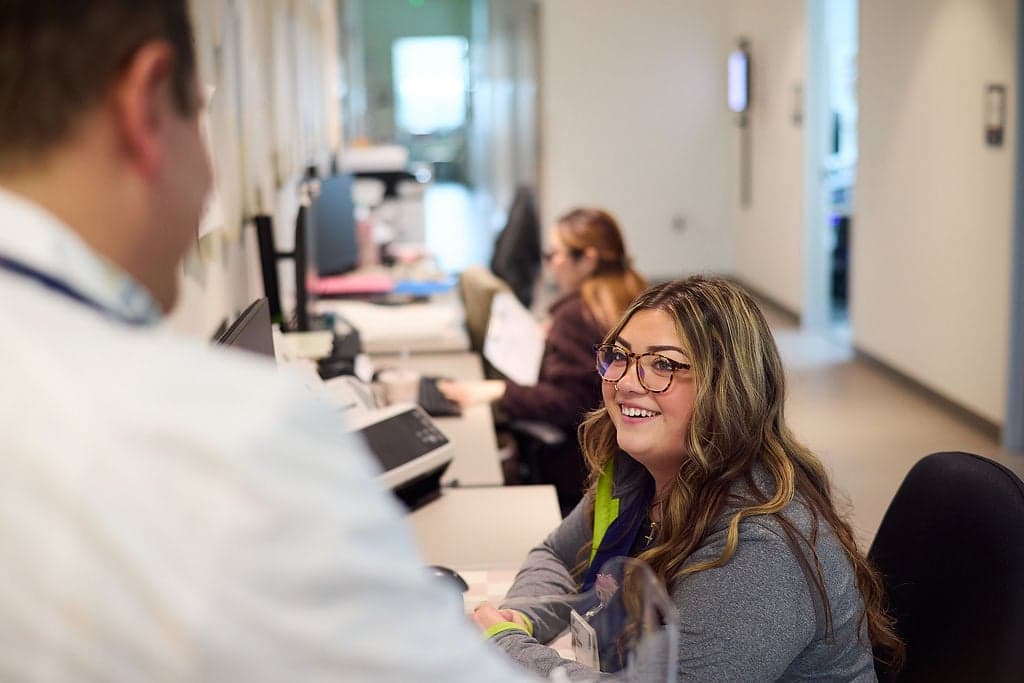 A Northbay Health nurse smiles at a doctor