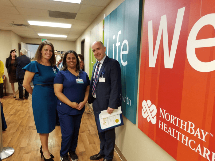 Alicia Hardy, CEO of OLE Health (left to right) with Olinda Plancarte, executive RN with OLE, and Wayne Gietz, Vice President of Ambulatory Operations at Northbay Health.