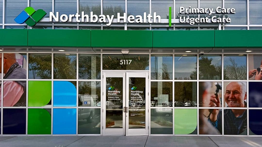 The front door of the Northbay Health Urgent and Primary care office at Green Valley Crossing in Fairfield, CA
