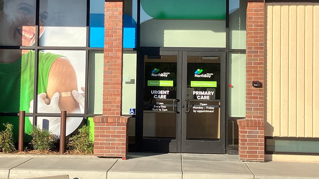 The front door of the Northbay Health Urgent and Primary care office in Winters, CA