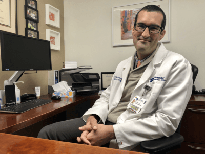 Northbay Health’s Chief Medical Officer Seth Kaufman, MD, pauses for a photo before his #OurDocTalk Facebook Live chat on opioid safety.