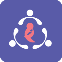 Purple rounded square with the vector logo of the 4th Trimester Project. This link will take you to the New Mom Health page, an excellent resource for new moms after their babies are born.